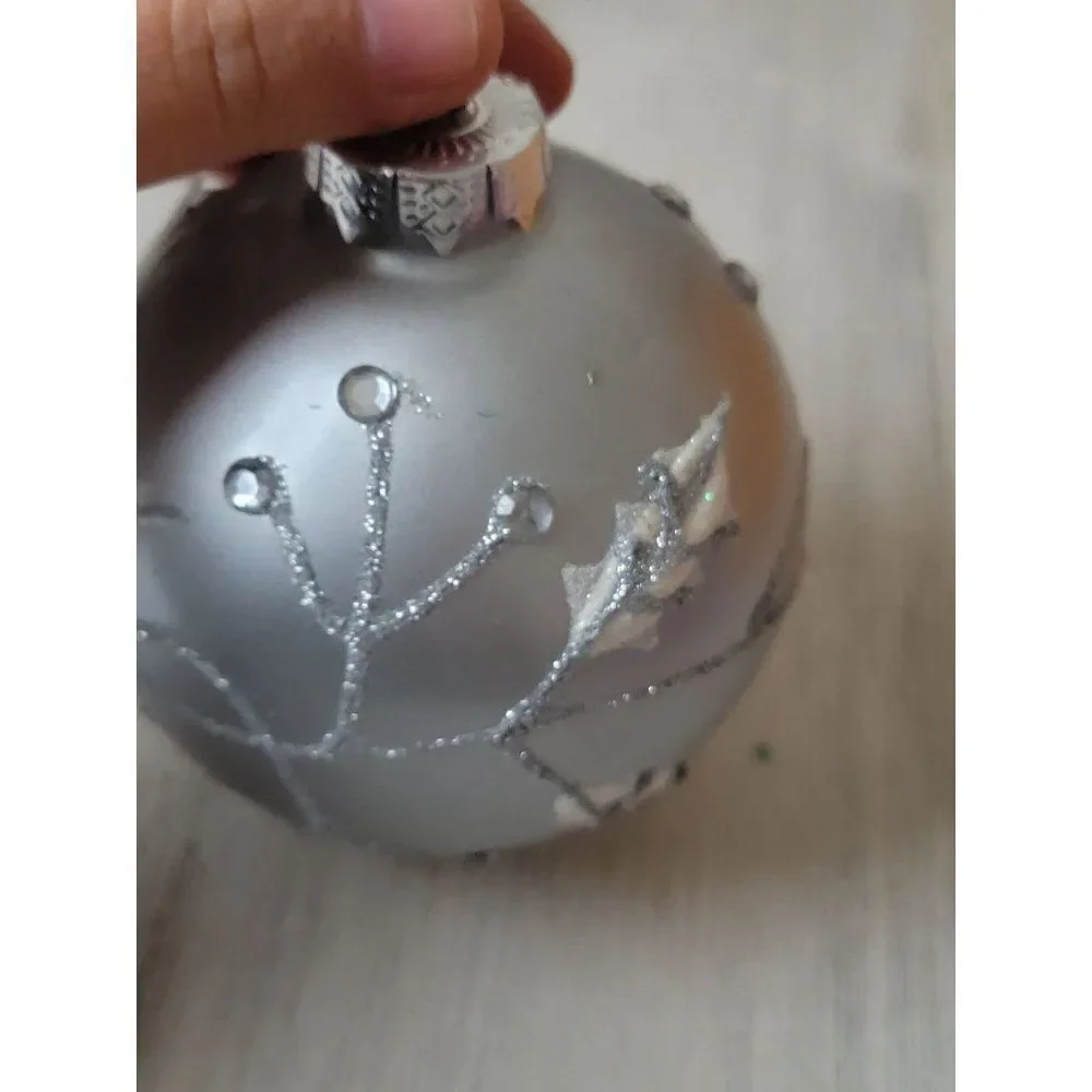 Silver ball snowflake glitter ornament Xmas decor‎
